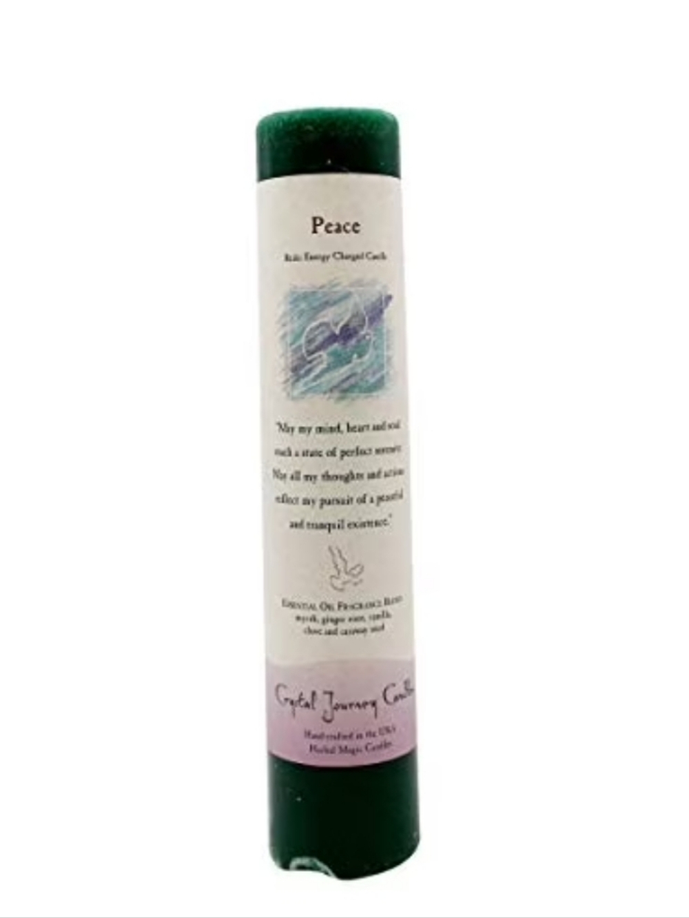 Crystal Journey 'Peace' Green Pillar Candle